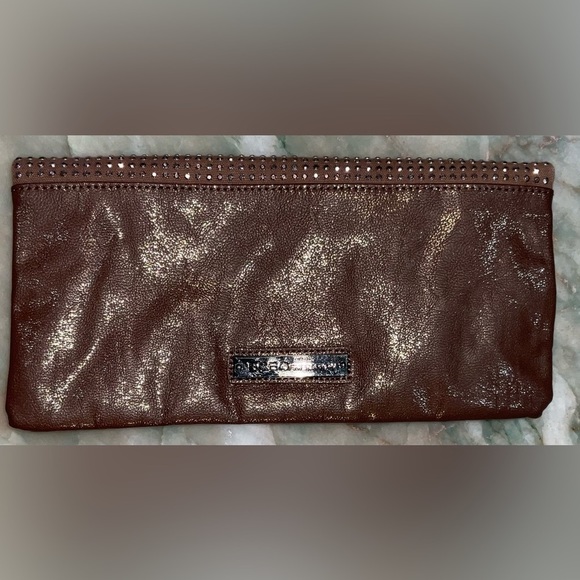 BCBGENERATION Lola Clutch Bronze Studed Fold Over Clutch Purse - Picture 9 of 10